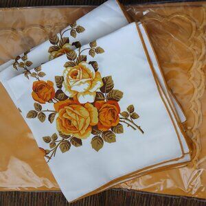 VTG Vallesusa Italy Tablecloth Damask Jacquard Scalloped Edge New with Napkins